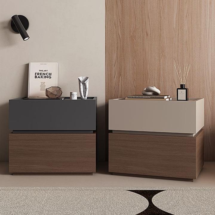 小型极简积木床头柜实木轻奢高级感现代简约卧室新款置物架储物柜