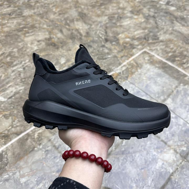 男鞋秋冬新款户外运动鞋加绒保暖男士厚底轻便系带透气时尚休闲鞋