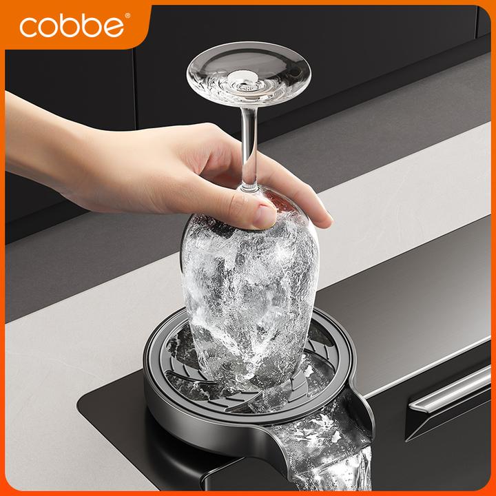 卡贝304洗杯器高压自动洗杯神器吧台中岛家用水槽按压快速冲杯器