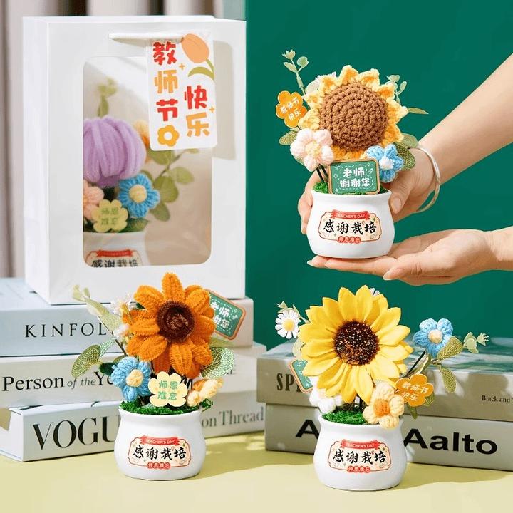 【成品】教师节礼物创意针织毛线盆栽花束礼物2024新款高端礼物创意