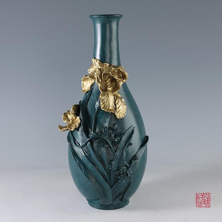 八瑞祥纯铜花瓶摆件【蕙兰纹花器】家居客厅插花装饰办公室开业礼品