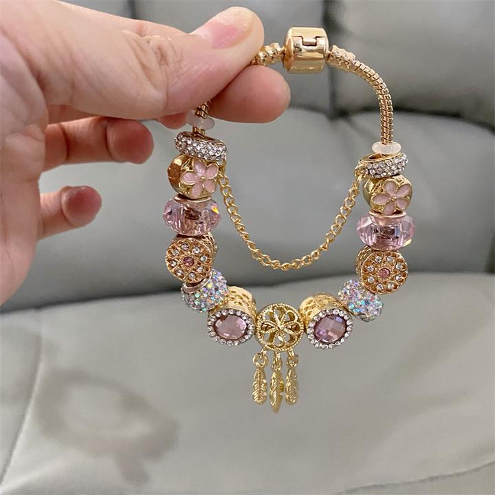 铜合金合成锆石手链 彩色高颜值新款奢华捕梦网手链ins风高级手链