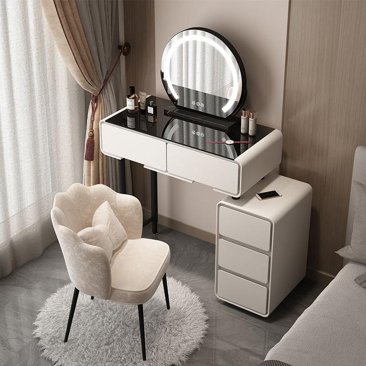 2024新款小户型梳妆台卧室50CM现代简约奶油风主卧斗柜一体化妆桌