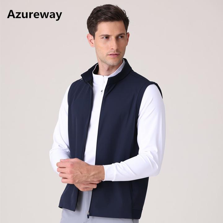 Azureway春秋新款高尔夫男马甲立领防风防水保暖上衣外套GOLF球服