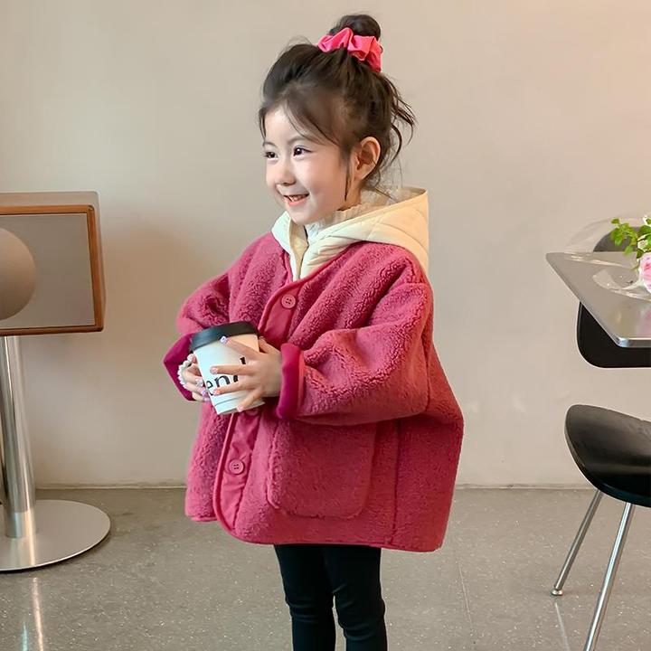 女童外套2024新款秋冬款儿童洋气冬装两件套宝宝夹棉加厚冬季上衣