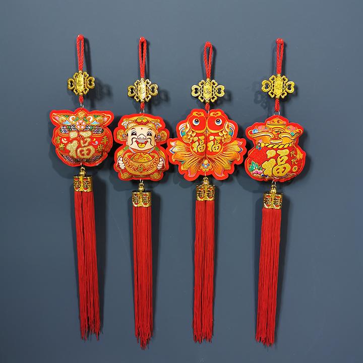 两只装中国结挂件福字玄关装饰家居新年春节喜庆吉祥红色乔迁挂饰