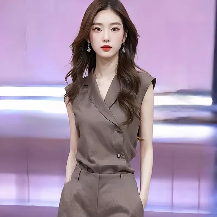 一整套时尚a马甲2024搭短裤穿套装气质今年流行又飒不规则夏季又