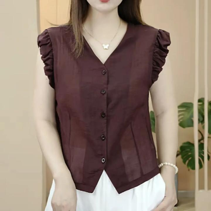 高贵紫色轻薄透气凉快花边短袖衬衫女夏季新款显瘦宽松遮肚子上衣