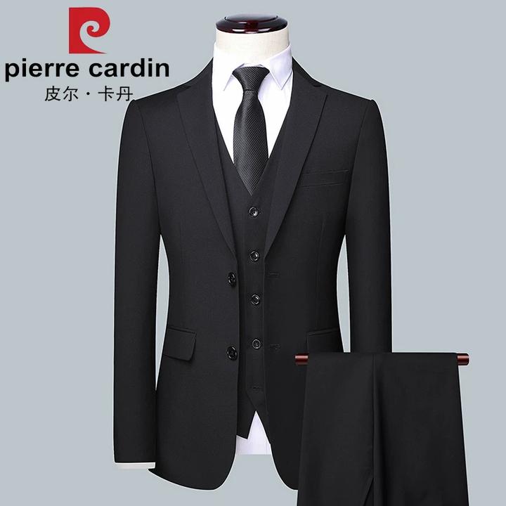 皮尔卡丹新款秋冬西服套装男士职业外套商务休闲工装正装两件套装