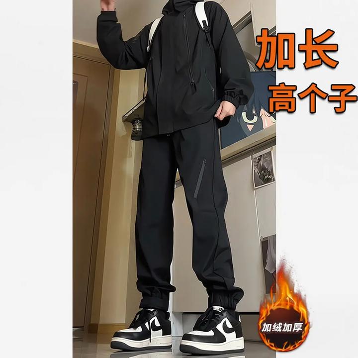美式三防冲锋裤男款秋冬季加绒魔术贴束脚运动裤高个子加长款裤子