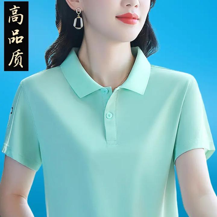冰丝运动polo衫洋气衣服女夏天中年妈妈短袖t恤时尚休闲春装上衣