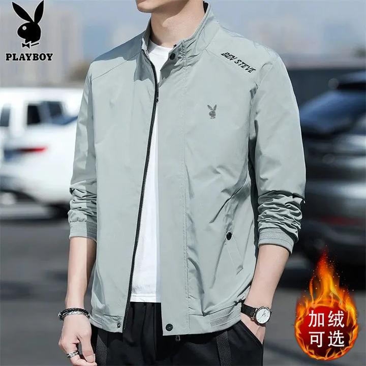 花花公子夹克男士休闲宽松春秋季新款潮流百搭立领防风青年外套男