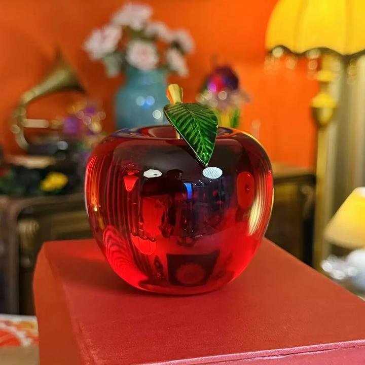 新款实心水晶陶瓷金色学生红苹果摆件工艺品家居饰品平安幸福摆件