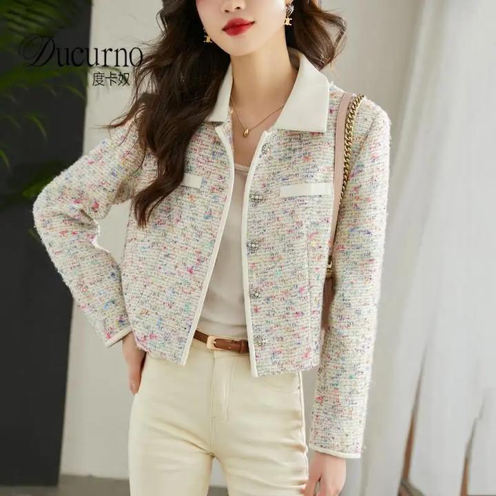减龄粗花呢短外套小香风外套女装秋季外套新款高腰短款小个子上衣