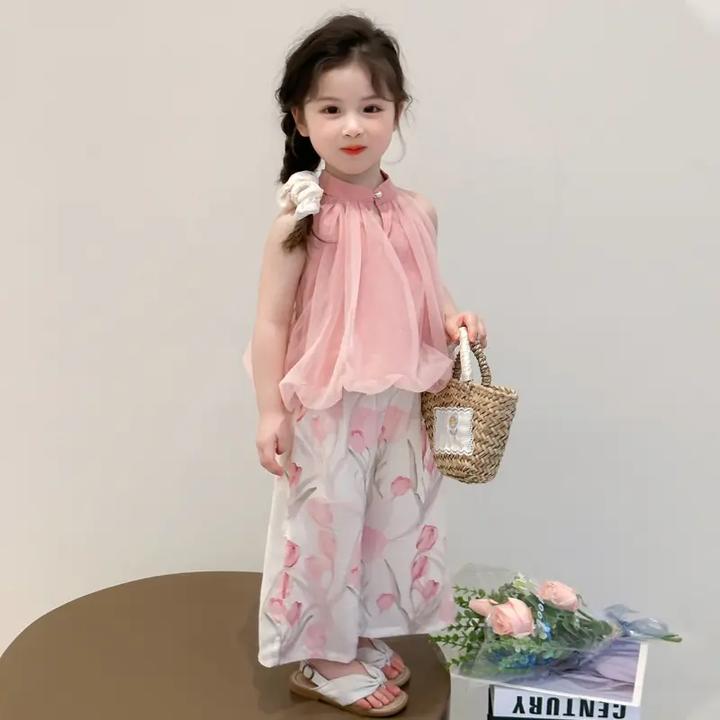 女童夏季洋气背心套装阔腿裤2025新款女孩无袖两件套童装薄款洋气