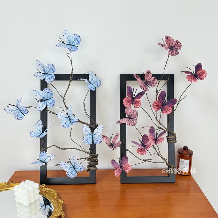 新中式仿真蝴蝶花假花摆件客厅桌面装饰品插花民宿软装道具逼真