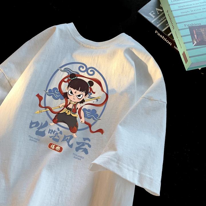 叱咤风云 2025新款重磅纯棉短袖百搭印花流行圆领宽松情侣半袖T