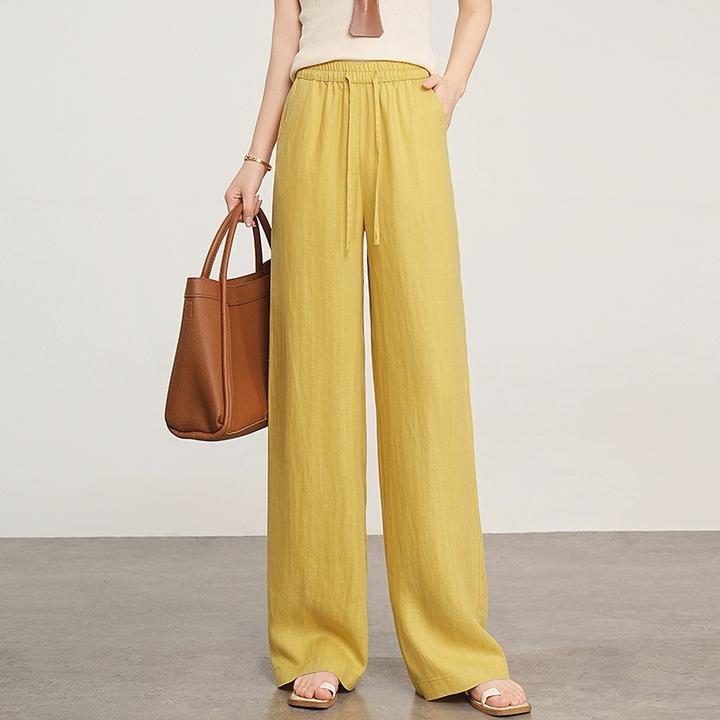女夏薄款阔腿裤2025新款爆款百搭遮肉显瘦休闲宽松天丝亚麻直筒裤