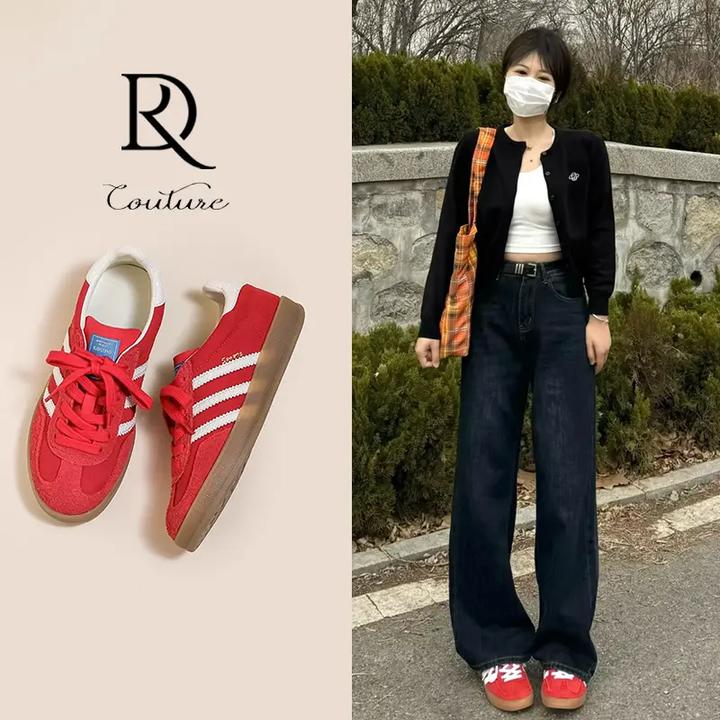 【DR官网正品】复古内增高红色德训鞋女春秋平底休闲板鞋阿甘鞋潮