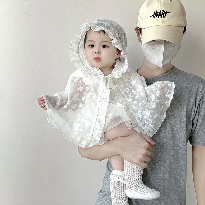 婴儿防晒斗篷夏季薄款女宝宝披风外出披肩婴幼儿女孩公主夏装外套