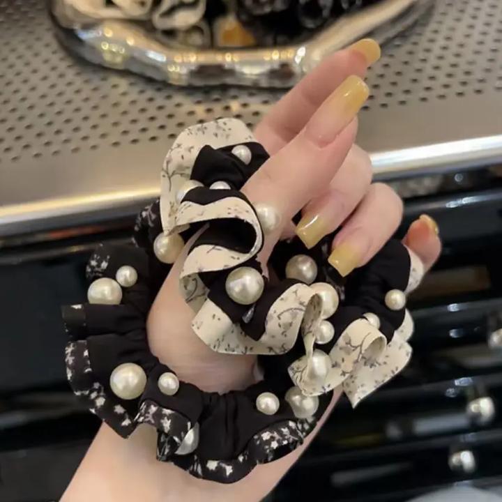 韩系新款碎花布艺小肠发圈高级感丸子头发绳马尾扎发时尚简约发饰