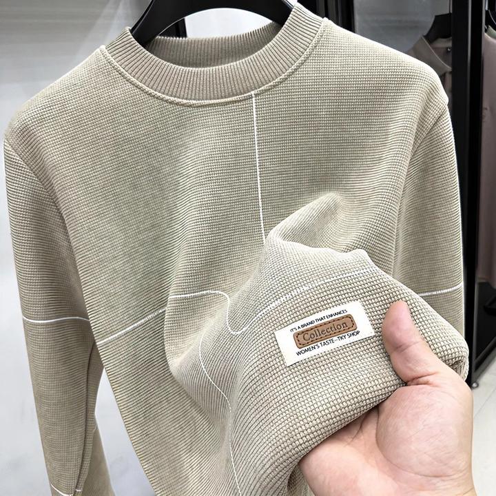 秋冬季新款套头保暖加绒套头时尚加厚卫衣百搭韩版男士打底衫宽松