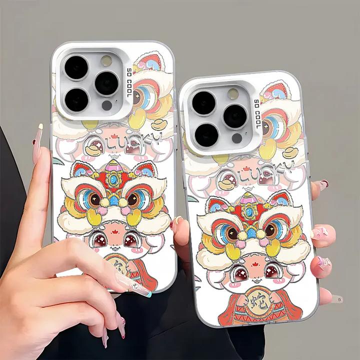 醒狮小蛇彩银适用苹果16/15/14手机壳华为P70oppo小米vivo套潮男