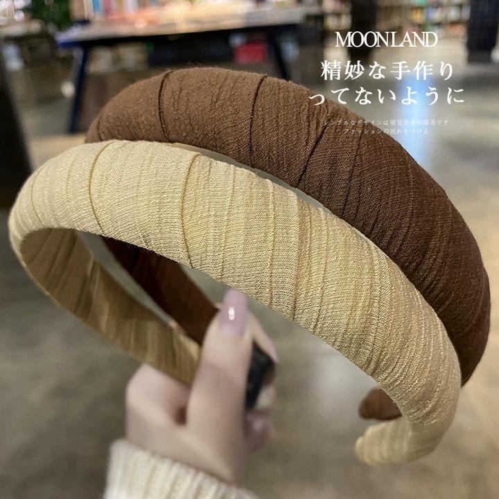 新款网红发饰森系百搭亚麻设计显气质少女外出压发捆时尚搭配