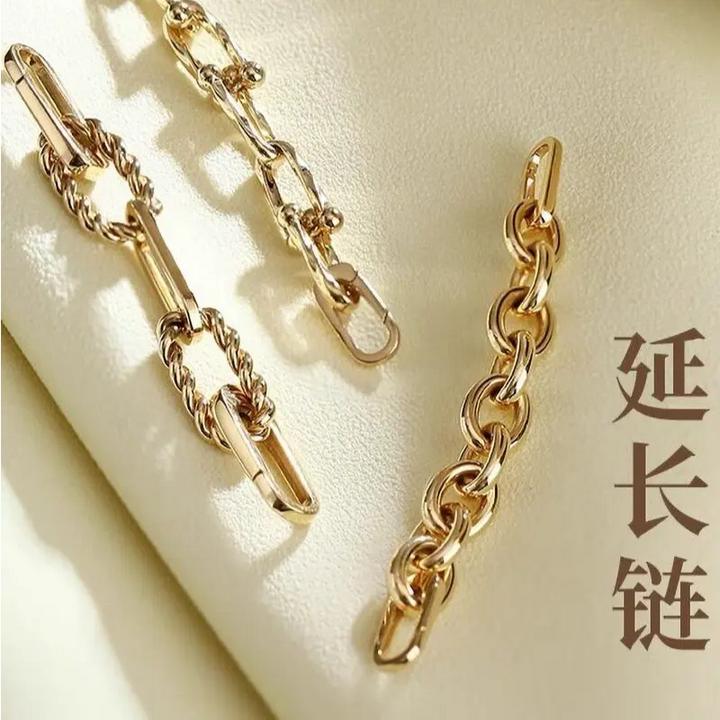 马蹄扣延长链项链珠串麻花加长链隐形双开镀18k色万能扣头DIY配饰