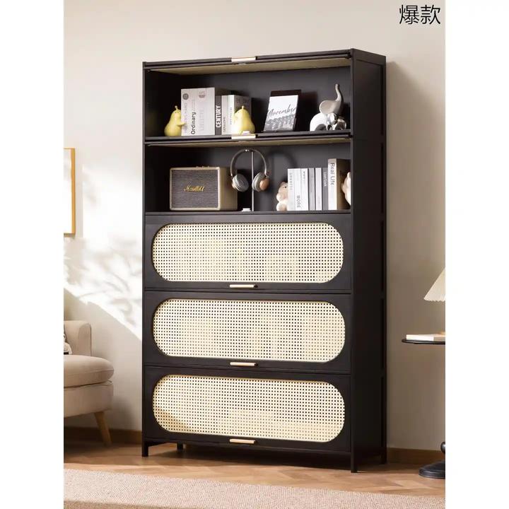 书架置物架落地家用储物柜客厅卧室靠墙收纳柜书橱柜带门防尘书柜
