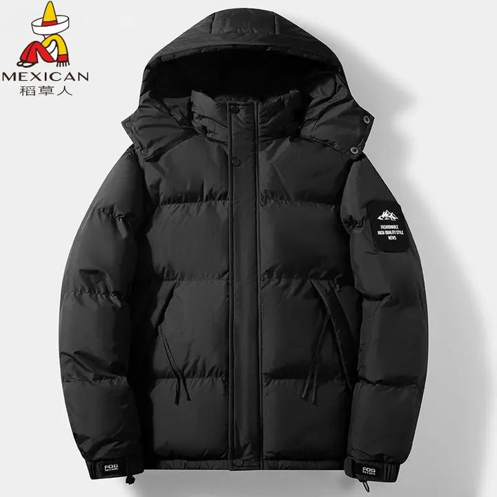 稻草人男士冬季新款棉服可脱卸帽冬季棉衣帅气潮加厚保暖棉袄外套