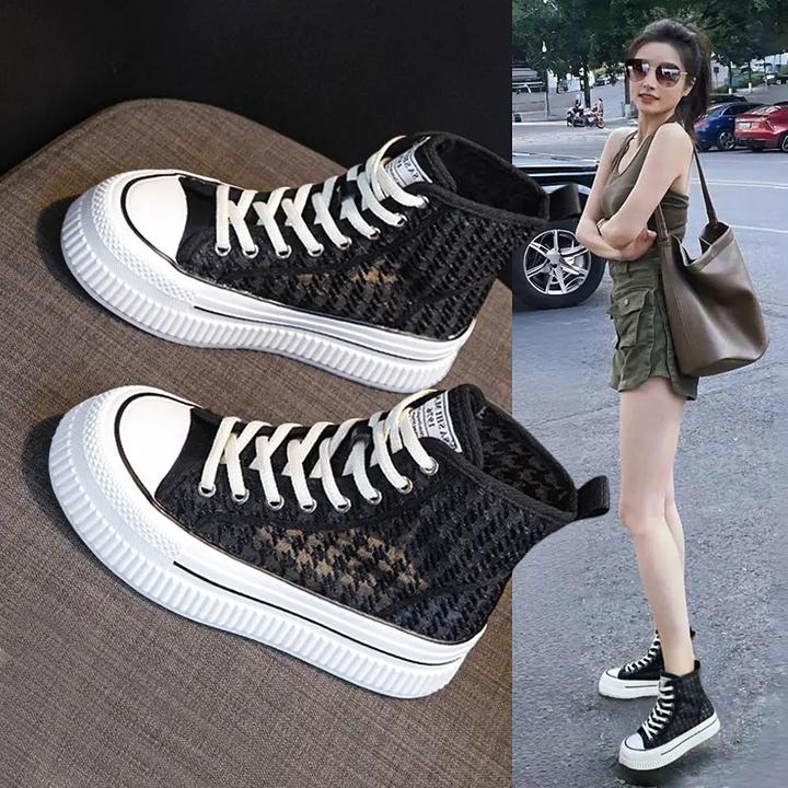 镂空马丁靴女春夏2025新款爆款凉鞋厚底增高休闲透气薄款短靴网靴