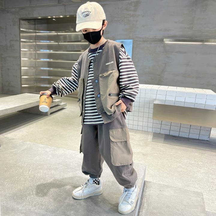 儿童装男童春装套装2025新款中大童春秋款男孩运动春季帅气时髦潮