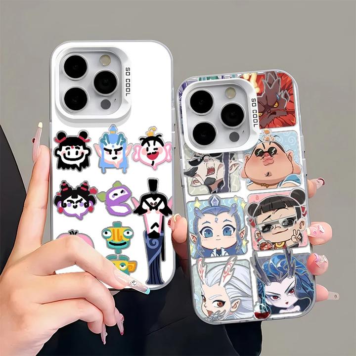 抽象版哪吒全家福适用苹果16手机壳华为P70oppo小米14viv