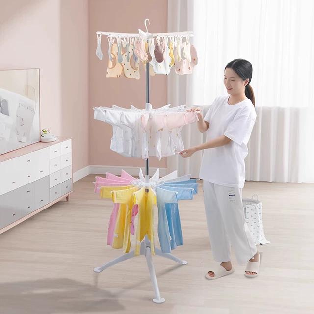 婴儿晾衣架宝宝专用落地阳台室内折叠家用不锈钢多夹子多功能神器