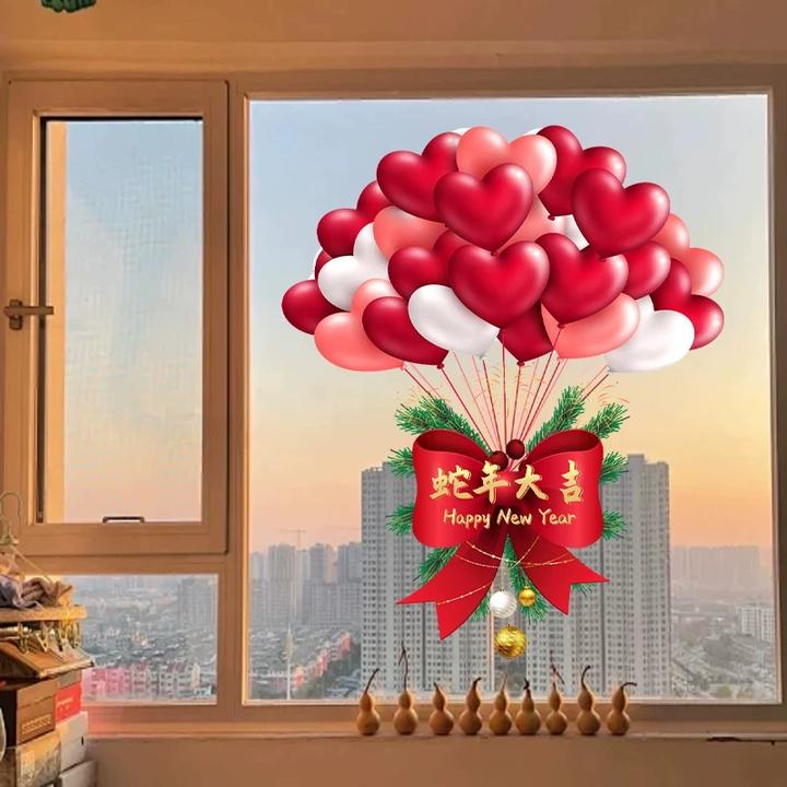静电贴窗贴2025年新款无痕门贴窗花静电玻璃贴新年春节过年气球