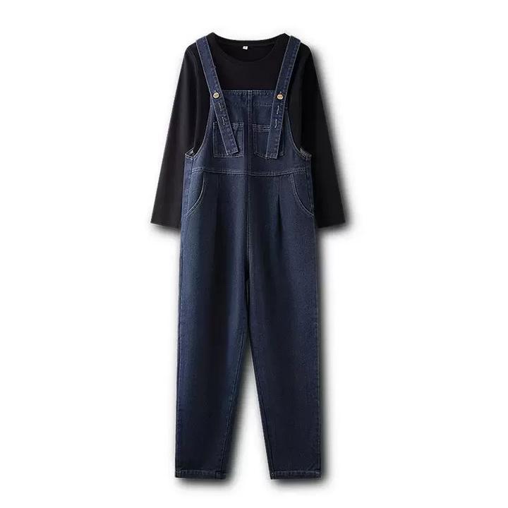 时尚牛仔背带裤2025春季新款时尚洋气减龄宽松显瘦哈伦牛仔连体裤