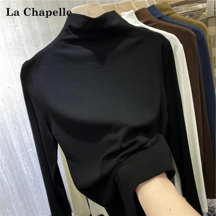 拉夏贝尔拉夏贝尔2024年秋冬季半高领长袖T恤德绒加厚时尚内搭打