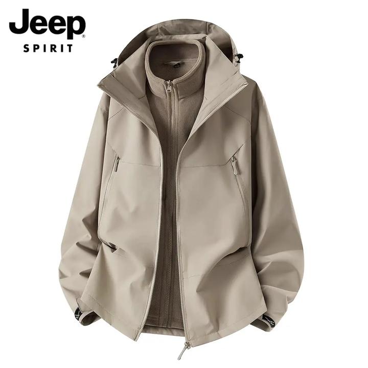 Jeep吉普三合一夹克男士秋冬季新款户外运动摇粒绒内搭保暖外套潮