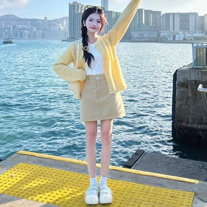 高级感韩系穿搭一整套早春2025新款俏皮活泼小个子搭配三件套装裙