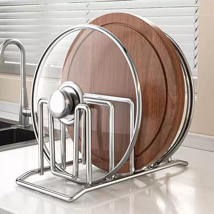 锅盖架子台面家用放置架不锈钢沥水置物架厨房放菜板砧板收纳架