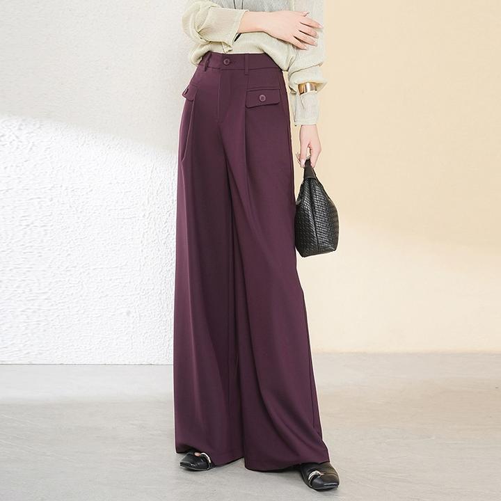 高级感显瘦宽松裤子阔腿裤女2025春秋新款高腰垂感拖地慵懒西装裤