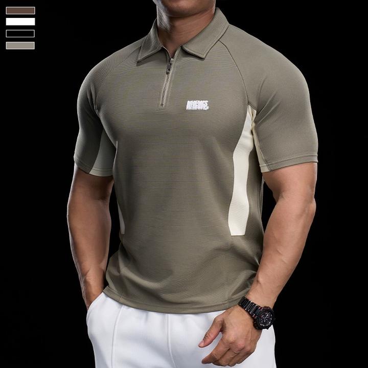 霸道肌肉 春夏款男士运动休闲上衣跑步训练服秋季翻领短袖polo衫