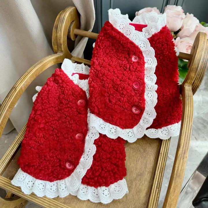 红色新年战袍宠物衣服秋冬服饰加厚马甲小狗狗猫咪毛衣过年装Z979