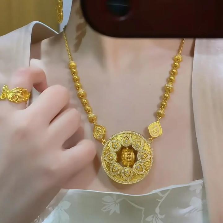 铜合金项链  轻盈国风宫廷八宝罗盘吊坠高级感金色项链女饰品百搭