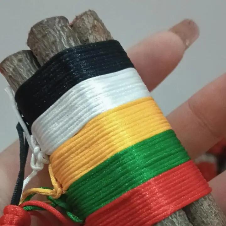 【爆品】东南老桃木枝五色绳手工编织防惊平安幸福吉祥摆件