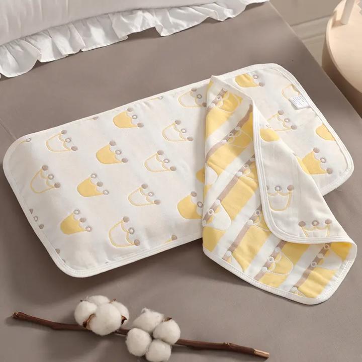2025新款婴儿吸汗纱布枕巾棉透气提花家用枕头巾柔软宝宝枕巾E654