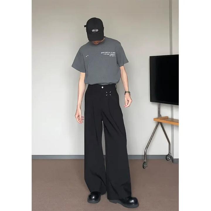 美式cleanfit黑色西裤男款春夏季直筒宽松垂感休闲高街长裤子潮牌