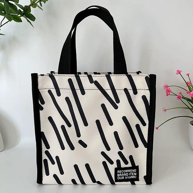 饭盒包手提袋女小号上班带饭保温包高颜值时尚饭兜防水帆布便当袋