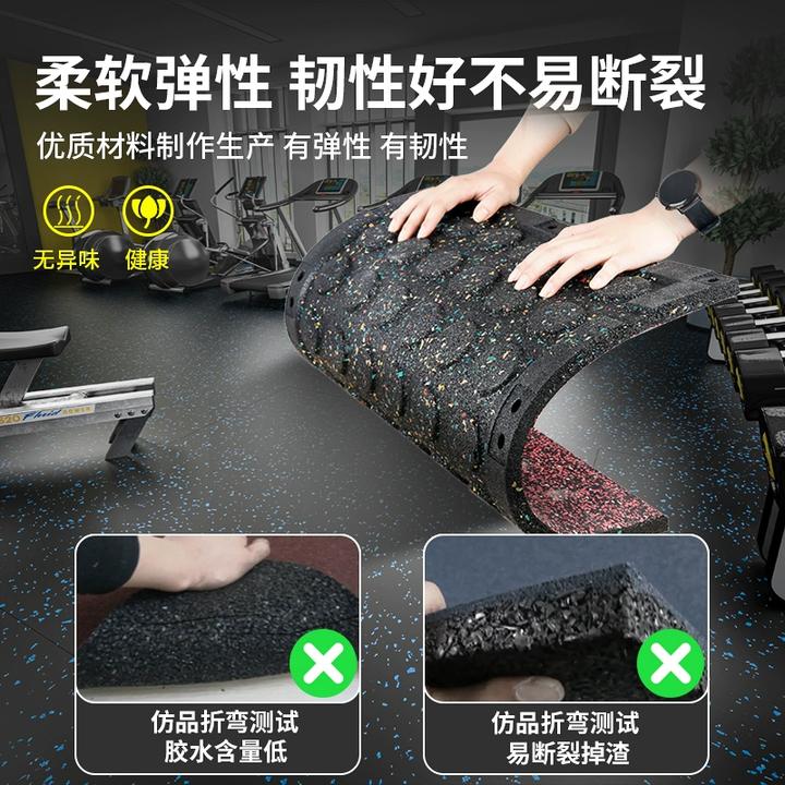 健身房橡胶地垫加厚减震橡胶地垫环保隔音健身地垫健身房减震垫